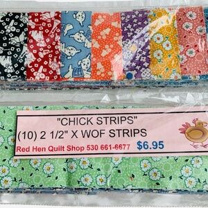 Chick Strips 2.5" WOF Quilt Fabric Strips 10 Multi Floral & Novelty Prints 2 Pk